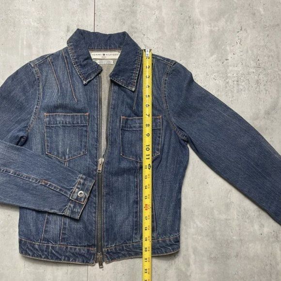 Vtg Tommy Hilfiger American Womens Sz S/M USA Flag Jean Denim Jacket Trucker - Picture 9 of 11